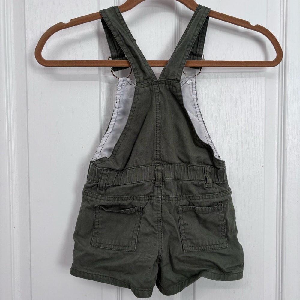 Embroidered Short Overalls | Girls 5 | Olive Green - Picture 6 of 7